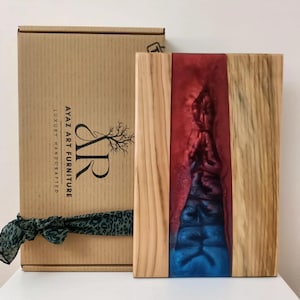 Personalized Charcuterie Board, Handmade, Double Color Resin Cherry Wood Cutting Board, Custom Cheese Board, Wedding Gift, Epoxy Resin Art