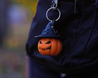 Halloween Pumpkin Keychain: Witch Hat Jack-O'-Lantern Bag Charm