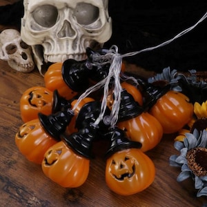 Halloween Pumpkin String Lights Set, 10pcs LED Pumpkins for Fall Party, Cozy Autumn Home Decor, Spooky Indoor & Outdoor Lighting, Gift Idea