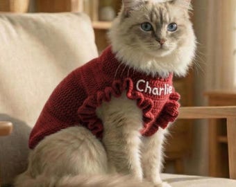 Cat Sweater Handmade Knit – Cozy Personalized Pet Outfit for Indoor Cats, Lightweight Spring Cat Clothing