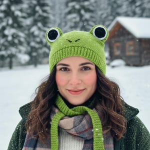 Handgemachte Häkelarbeit Frosch Beanie - Weiche Acryl Wintermütze, Benutzerdefinierte Farben