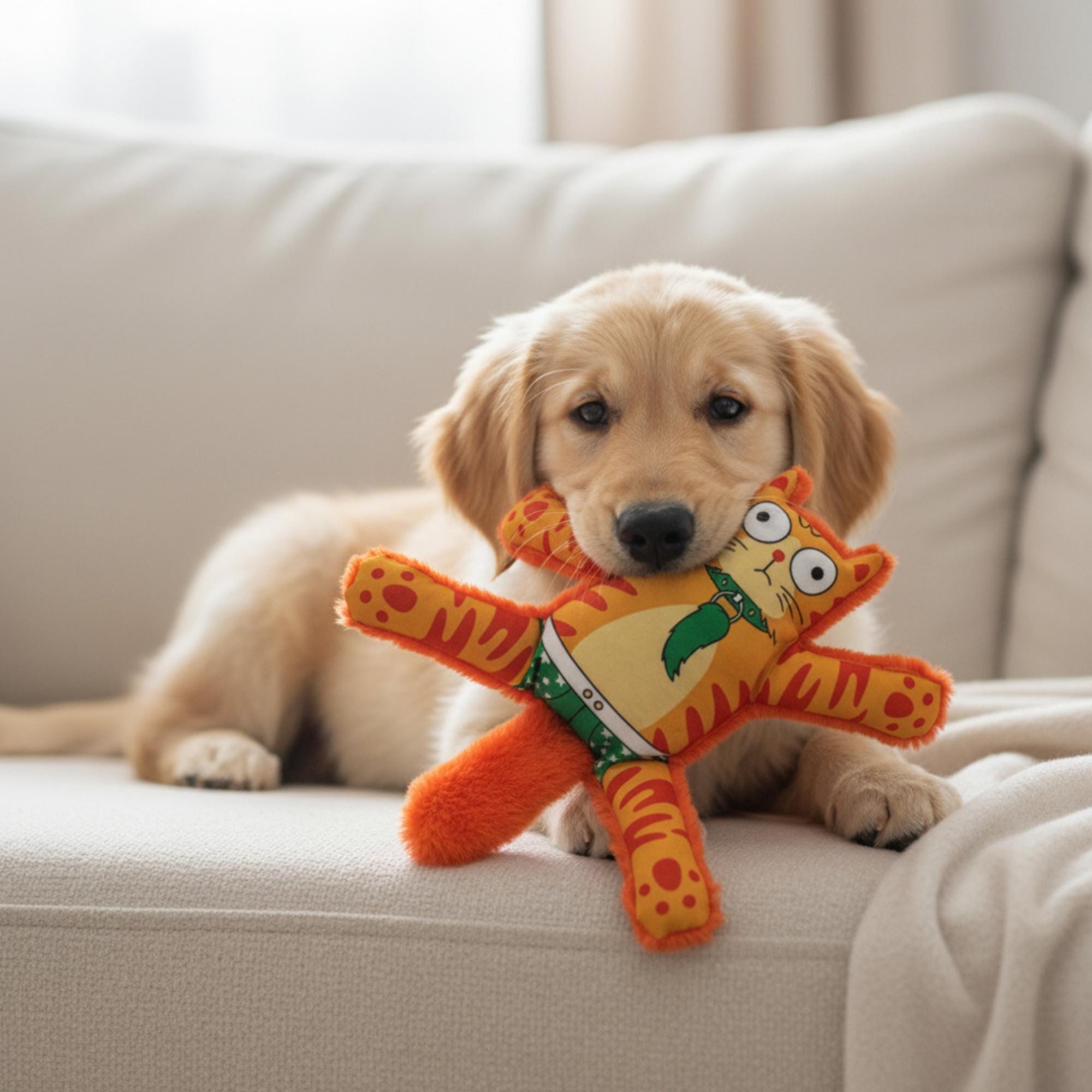 Squeaky Crinkle Plush Dog Toy: Durable Oxford Fabric, Interactive Play ...