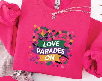 Love Parades On Shirt, Mardi Gras Valentine Tee, Carnival Heart Shirt, Valentine Gift for Her, Festive Love Apparel