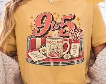 9 to 5 Dolly Shirt, Retro Country Music Tee, Dolly Parton Coffee Shirt, Vintage Diner Tee, Country Music Lover Gift, Comfort Colors Tee