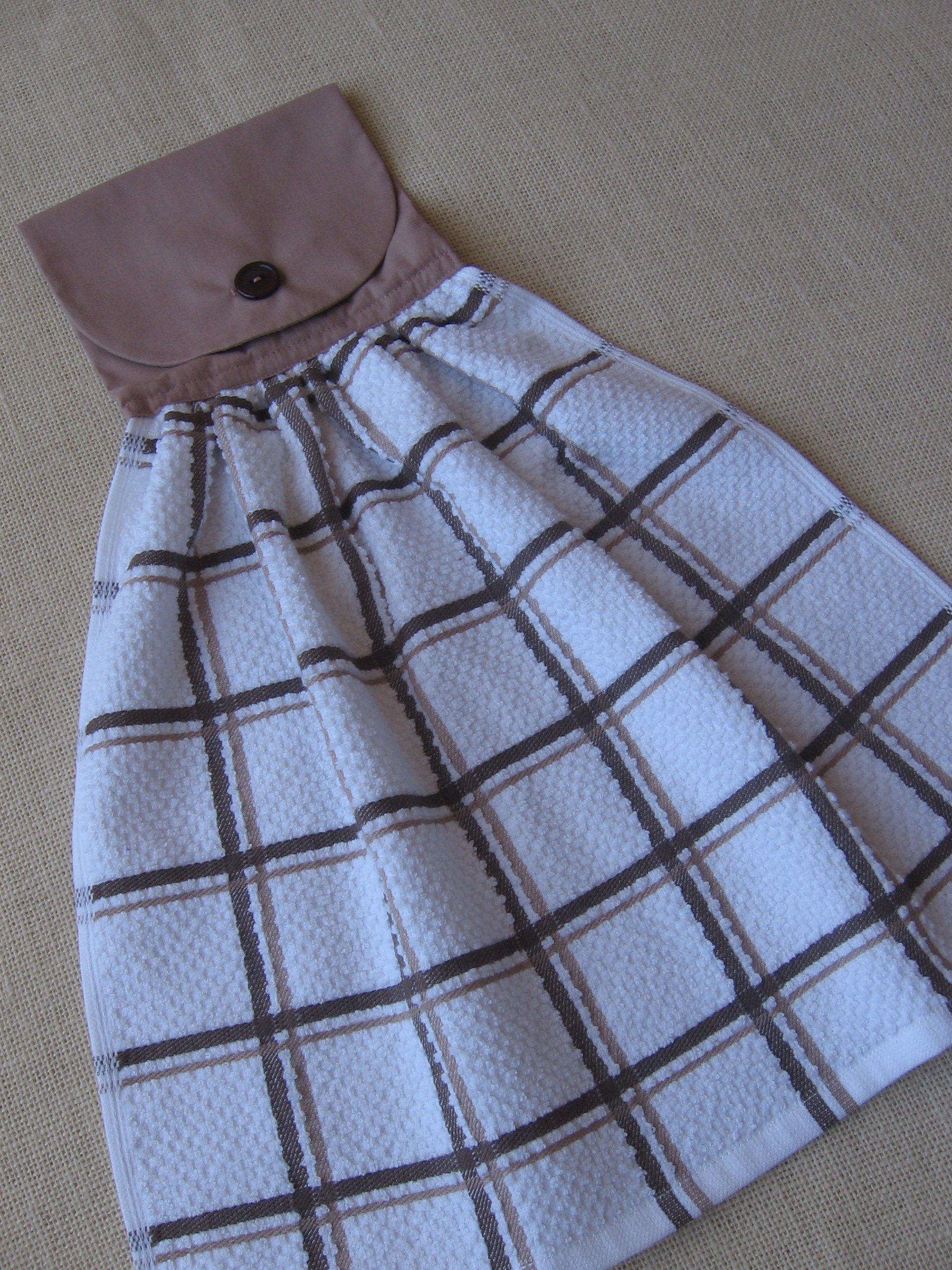 Toalla de cocina a cuadros marrón y blanco / toalla de plato | Etsy