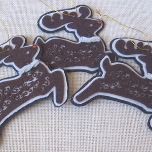 Brown and Beige Felt Reindeer Ornaments, Set of 3, Rustic Tree Décor, Gift Embellishment, Cozy Cabin Woodland Theme, SnowNoseCrafts