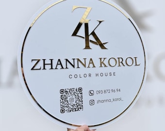 Outdoor floating social media sign, modern business logo sign, personalized dental clinic sign, unique beauty room sign, commercial signage