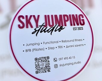 Modern jumping studio floating sign, minimalist business logo sign, personalized social media sign, hair salon logo, unique salon wall decor