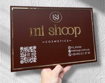 Modern business logo sign, custom qr code sign, stylish social media display, unique lash room sign, personalized tattoo studio sign