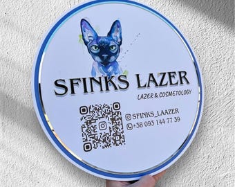 Bright social media sign, personalized business logo sign, custom qr code display, modern boutique wall decor, luxury lash room sign