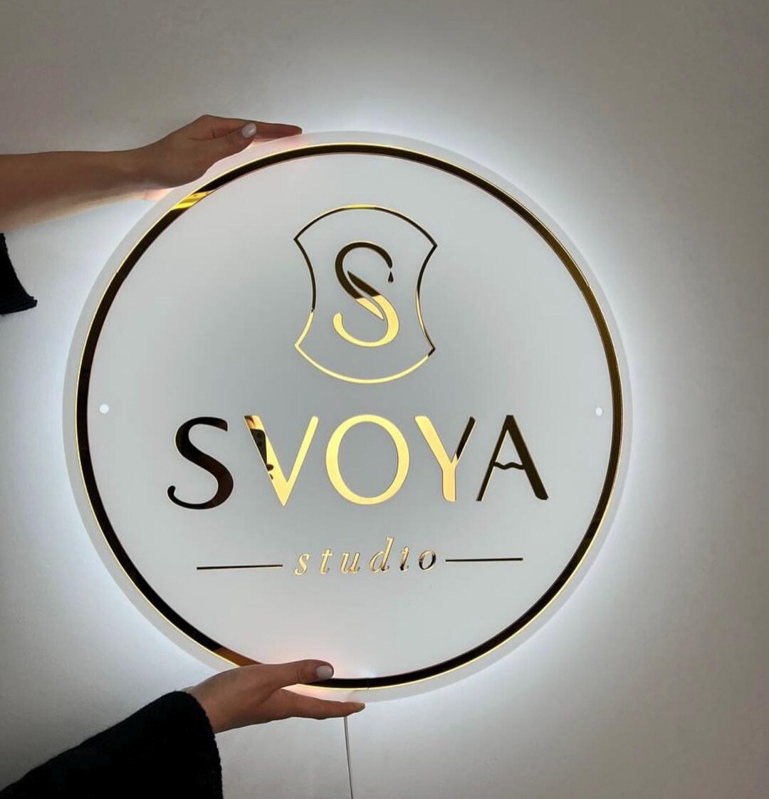 Signboard Foating Minimalist Floating Business Logo Sign, Luxury Clinic Business Sign ...