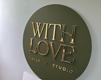Personalized business logo sign, acrylic signs for office decor, modern beauty salon sign, backlit acrylic sign, custom nail salon sign