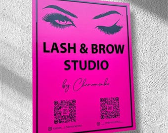 Bright acrylic social media sign, personalized business logo sign, custom qr code sign, unique store sign, luxury tattoo studio sign