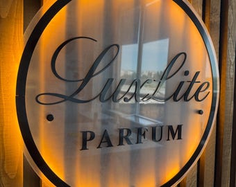 Luxury personalized business sign, LED acrylic boutique logo sign, reception salon sign, custom nail salon logo, unique barber sign