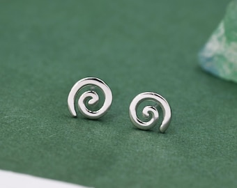 Handmade Sterling Silver Spiral Stud Earrings: Minimalist Swirl Design
