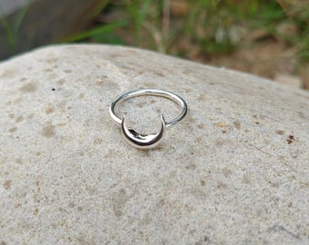 Bague lune en argent sterling faite main - Bijoux célestes délicats