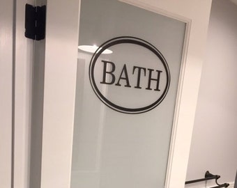 Bath Door Decal Oval Border | Glass Door Vinyl | Bath Sign | Farmhouse Bath Decor