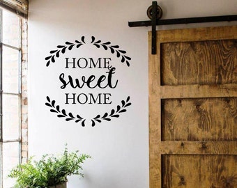 Home Sweet Home Decal, Rustic Cottage Wall Art, Family Farmhouse Decor Housewarming Gift