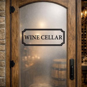 Wine Cellar Door Decal | Glass Door Vinyl Lettering | Farmhouse Wine Room Sign | Rustic Home Bar Decor | Custom Wine Cellar Sign