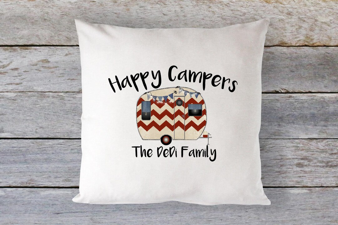 Personalized Happy Campers Pillow Cover Vintage Camper Decor Etsy