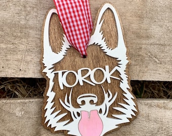 Personalized German Shepherd Ornament: Rustic Wooden Dog Lover Gift