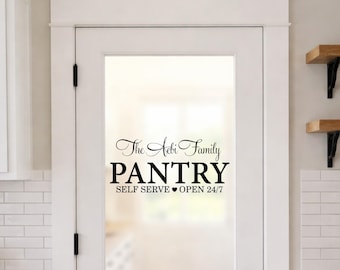 Personalized Pantry Decal – Custom Family Name Sign – Glass Door Vinyl – Farmhouse Kitchen Decor