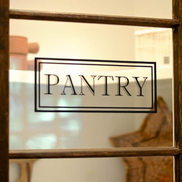 Pantry Vinyl Decal, Pantry Door Decal for Glass, Vinyl Lettering Rectangle Border Traditional Decor