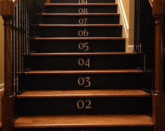 Stair Number Decals for Steps – Vinyl Stair Riser Numbers – Peel and Stick Staircase Numbers