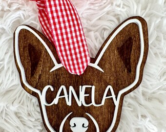 Personalized Chihuahua Ornament, Wooden Dog Christmas Ornament, Chihuahua Gift, Dog Stocking Tag