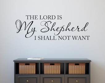 Calcomanía de vinilo con texto "El Señor es mi pastor", Salmo 23:1, versículo bíblico, decoración.