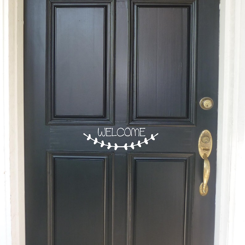 Front Door Welcome Decal Porch Decor Vinyl Lettering Laurel Image 0