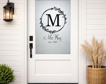 Custom Family Name Door Decal, Personalized Front Door Glass Decal, Farmhouse Door Sticker, Last Name Entryway Decor