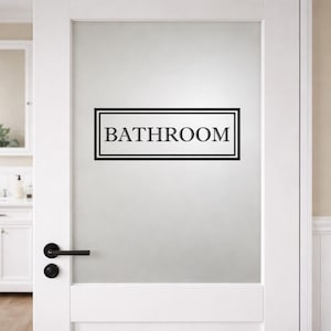 Badezimmer Tür Aufkleber für Glas | Bauernhaus Badezimmer Vinyl Aufkleber | Türaufkleber | Rechteckige Bordüre