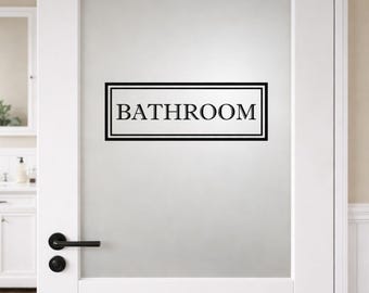 Bathroom Wall Decal for Glass | Farmhouse Bathroom Sign | Vinyl Lettering | Rectangle Border