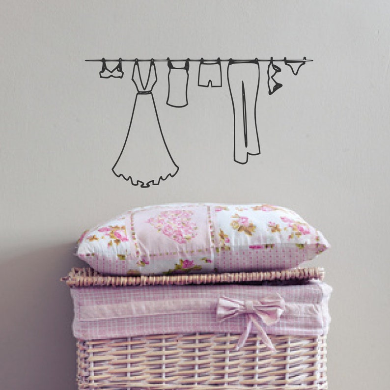 Clothesline Decal Vinyl Wall Art Laundry Room Decor Etsy