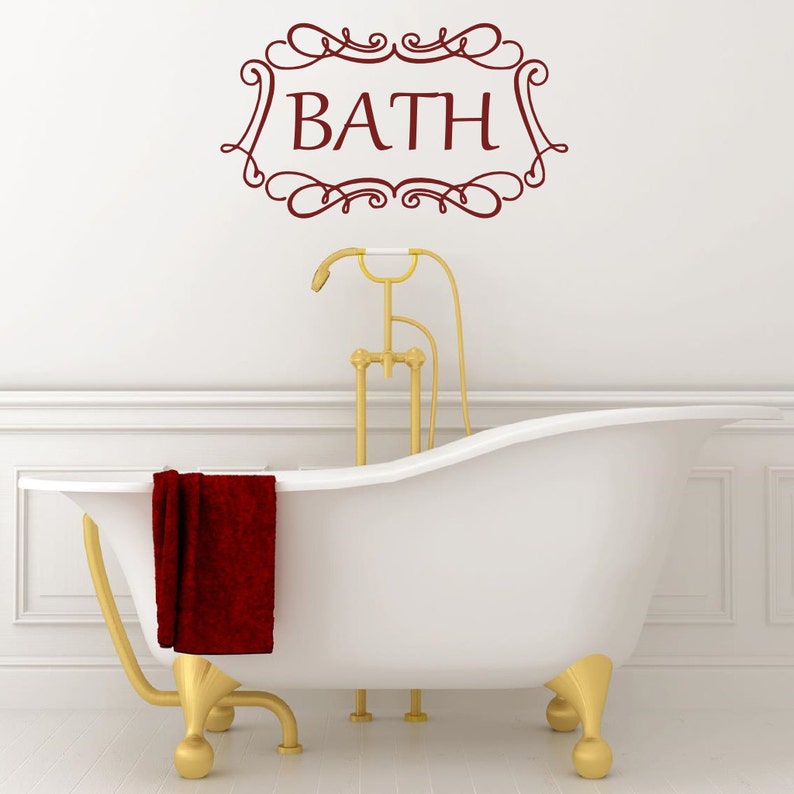 Elegant Bath Wall Decal Bathroom Vinyl Lettering Wall Art Etsy