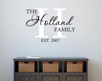 Family Name Wall Decal | Established Date Sign | Personalized Last Name Vinyl | Custom Monogram Wall Decor