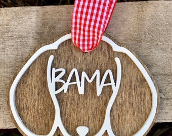 Personalized Dachshund Ornament, Wooden Dog Christmas Ornament, Pet Name Gift