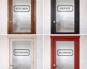 Farmhouse Door Decal | Pantry Laundry Mudroom Coffee Bar Door Sign | Custom Room Door Decal | Glass Door Vinyl Lettering