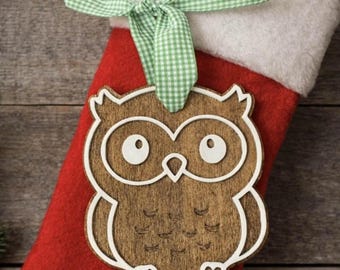 Personalized Teacher Owl Ornament, Custom Name & Year Wooden Christmas Ornament
