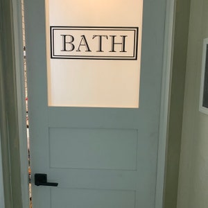 Bath Vinyl Decal Rectangle Border, Bath Glass Door Sticker, Bathroom Vinyl Lettering Traditional Farmhouse Decor