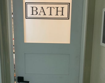 Bath Vinyl Decal Rectangle Border, Bath Glass Door Sticker, Bathroom Vinyl Lettering Traditional Farmhouse Decor