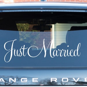Just Married Decal, Wedding Day Decor, Vinyl Lettering for Car Window