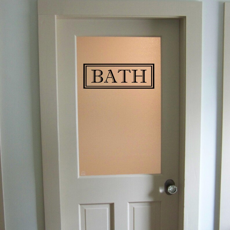 Bath Vinyl Decal Rectangle Border Glass Door Sticker Bathroom Lettering Traditional Farmhouse Decor