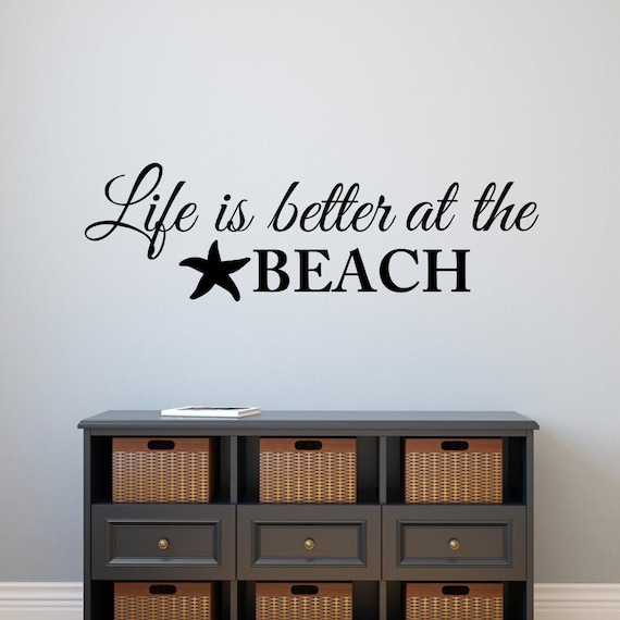 Hd123ET Wall Quotes Vinyl Wall Decal Life/'s better at the beach Vinyl Sticker