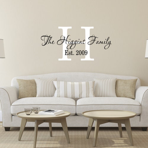 Family Name Established Date Wall Decal Vinyl Lettering Wall Etsy