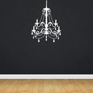 Elegant Chandelier Decal, Decorative Silhouette Vinyl Wall Art, Shabby Chic Bedroom Decor