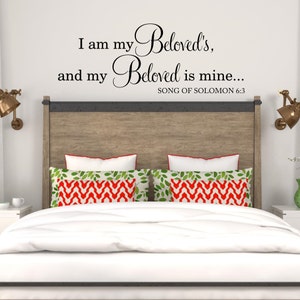 Eu sou do meu Amado e meu Amado é meu Decalque de parede, decoração do quarto principal, versículo da Bíblia dos Cânticos de Salomão