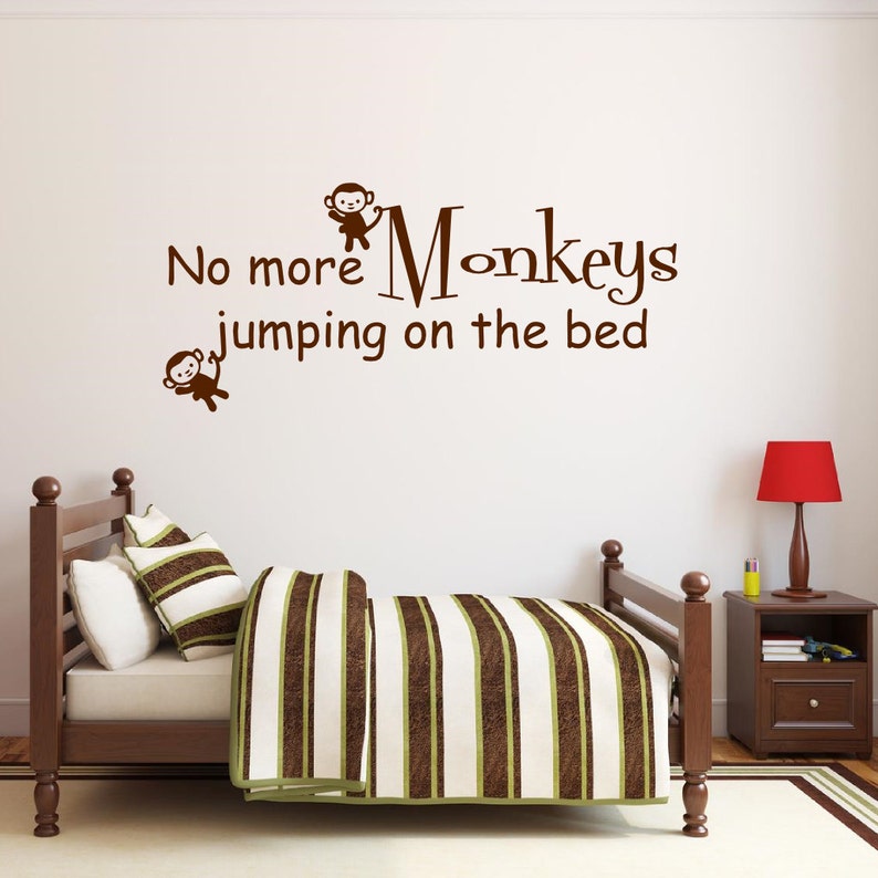 No More Monkeys Jumping on the Bed Wall Decal Vinyl Lettering Etsy
