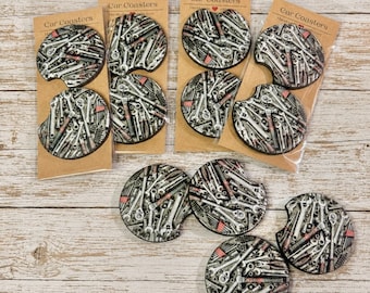 Mechanic Car Coasters, Automotive Tool Car Cup Holder Coasters, Mechanic Gift for Men, Garage Gift, Car Guy Accessories